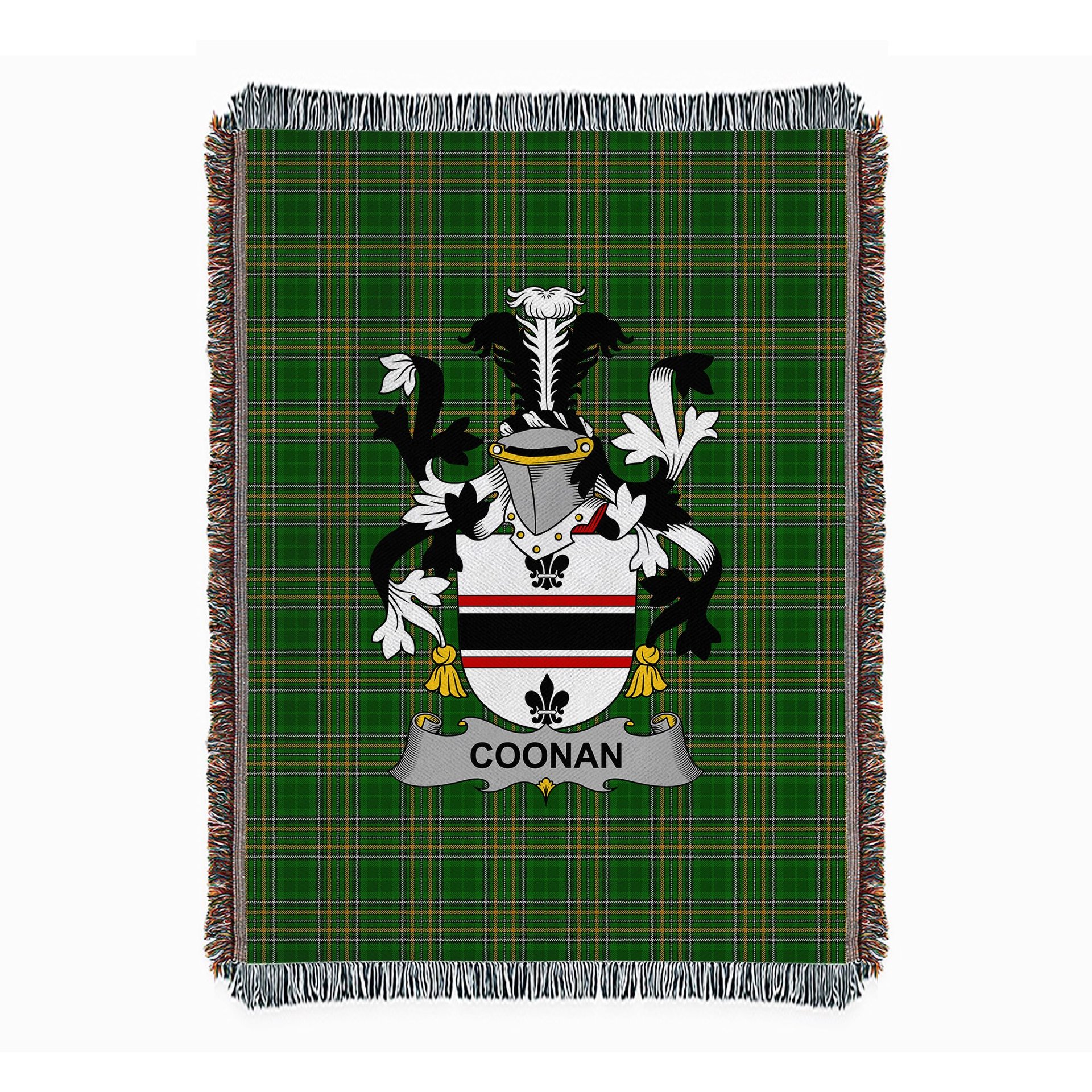 ScotsTee Shop Irish Coonan or O'Conan Clan Coat of Arms Irish Tartan Woven Blanket