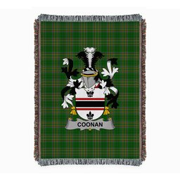 ScotsTee Shop Irish Coonan or O'Conan Clan Coat of Arms Irish Tartan Woven Blanket