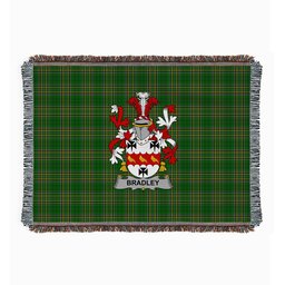 ScotsTee Shop Irish Bradley Clan Coat of Arms Irish Tartan Woven Blanket