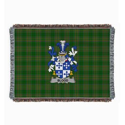 ScotsTee Shop Irish Blood Clan Coat of Arms Irish Tartan Woven Blanket