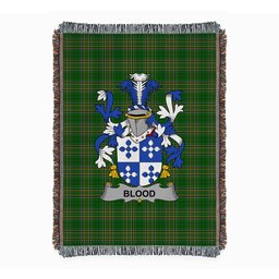 ScotsTee Shop Irish Blood Clan Coat of Arms Irish Tartan Woven Blanket