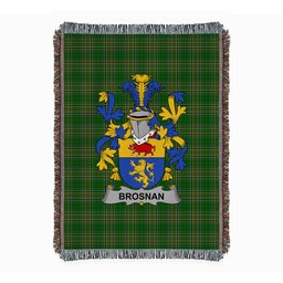 ScotsTee Shop Irish Brosnan or O'Brosnan Clan Coat of Arms Irish Tartan Woven Blanket