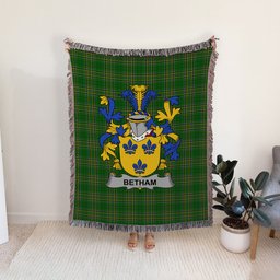 ScotsTee Shop Irish Betham Clan Coat of Arms Irish Tartan Woven Blanket