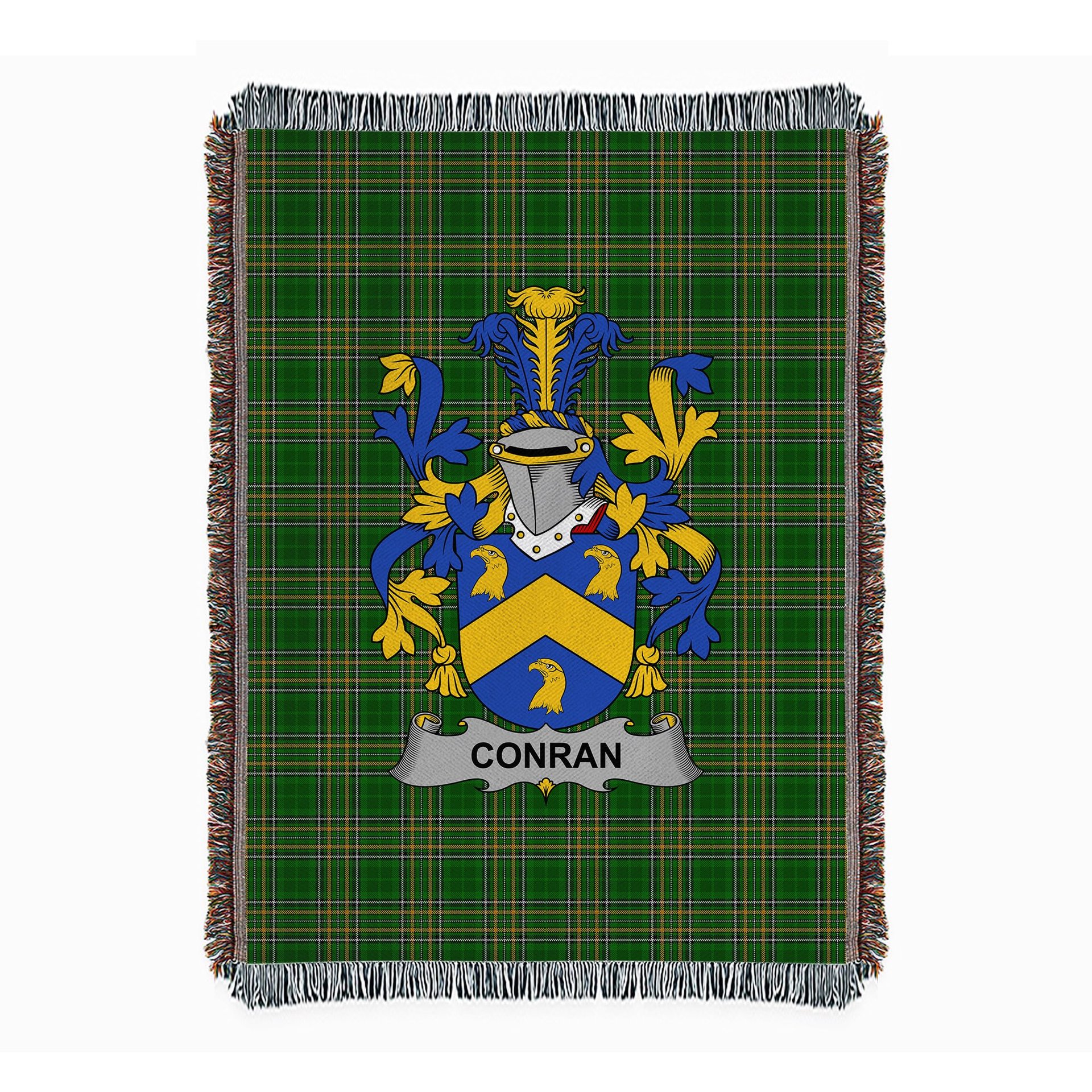 ScotsTee Shop Irish Conran or O'Condron Clan Coat of Arms Irish Tartan Woven Blanket