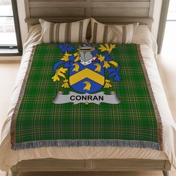 ScotsTee Shop Irish Conran or O'Condron Clan Coat of Arms Irish Tartan Woven Blanket