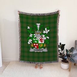 ScotsTee Shop Irish Conroy or O'Conry Clan Coat of Arms Irish Tartan Woven Blanket