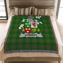 ScotsTee Shop Irish Conroy or O'Conry Clan Coat of Arms Irish Tartan Woven Blanket