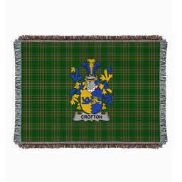 ScotsTee Shop Irish Crofton Clan Coat of Arms Irish Tartan Woven Blanket