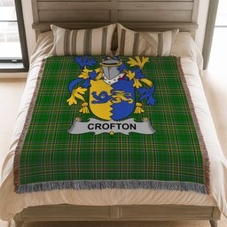 ScotsTee Shop Irish Crofton Clan Coat of Arms Irish Tartan Woven Blanket