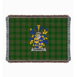 ScotsTee Shop Irish Cromwell Clan Coat of Arms Irish Tartan Woven Blanket