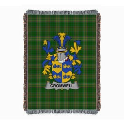 ScotsTee Shop Irish Cromwell Clan Coat of Arms Irish Tartan Woven Blanket