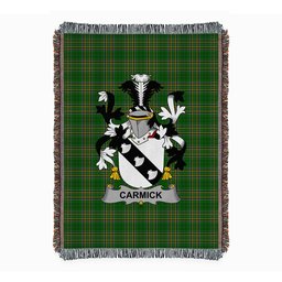 ScotsTee Shop Irish Carmick Clan Coat of Arms Irish Tartan Woven Blanket