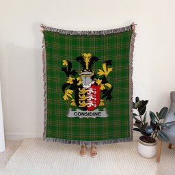ScotsTee Shop Irish Considine or McConsidine Clan Coat of Arms Irish Tartan Woven Blanket