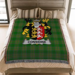 ScotsTee Shop Irish Considine or McConsidine Clan Coat of Arms Irish Tartan Woven Blanket
