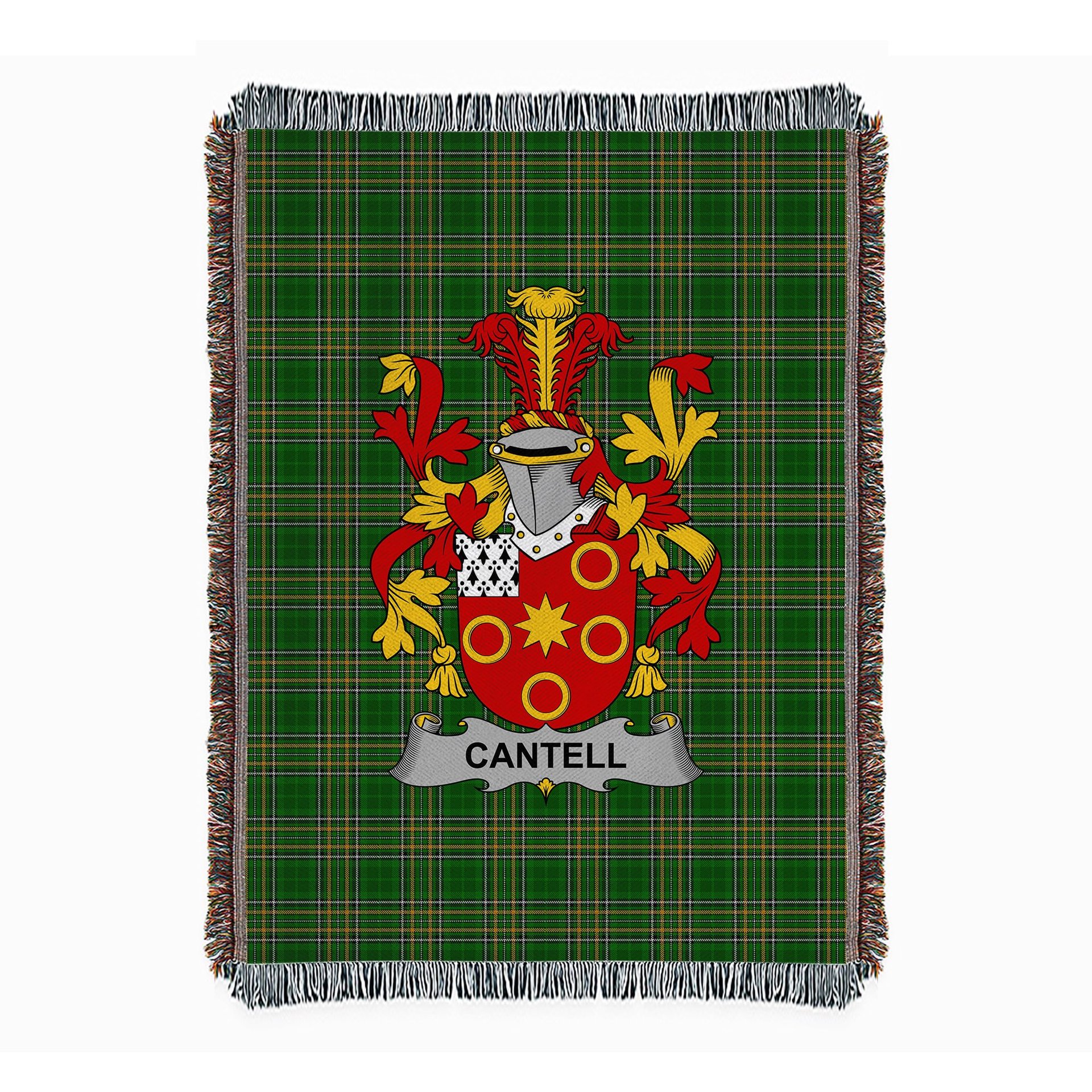 ScotsTee Shop Irish Cantell Clan Coat of Arms Irish Tartan Woven Blanket