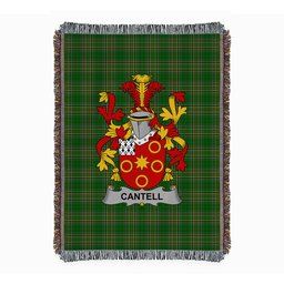 ScotsTee Shop Irish Cantell Clan Coat of Arms Irish Tartan Woven Blanket