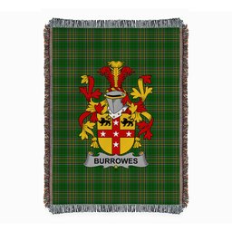 ScotsTee Shop Irish Burrowes Clan Coat of Arms Irish Tartan Woven Blanket