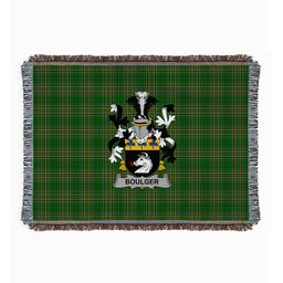 ScotsTee Shop Irish Boulger or O'Bolger Clan Coat of Arms Irish Tartan Woven Blanket