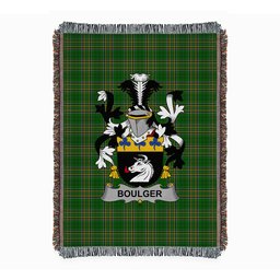 ScotsTee Shop Irish Boulger or O'Bolger Clan Coat of Arms Irish Tartan Woven Blanket