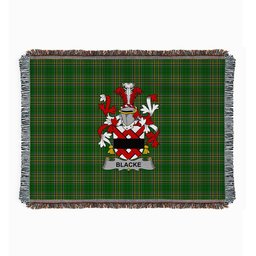 ScotsTee Shop Irish Blacke Clan Coat of Arms Irish Tartan Woven Blanket