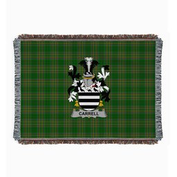 ScotsTee Shop Irish Carrell Clan Coat of Arms Irish Tartan Woven Blanket