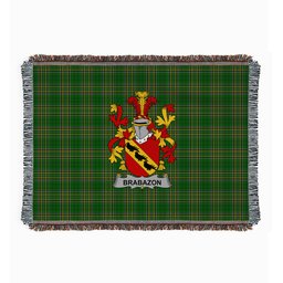 ScotsTee Shop Irish Brabazon Clan Coat of Arms Irish Tartan Woven Blanket