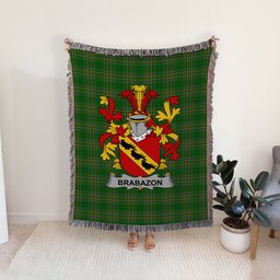 ScotsTee Shop Irish Brabazon Clan Coat of Arms Irish Tartan Woven Blanket