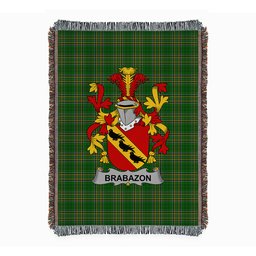 ScotsTee Shop Irish Brabazon Clan Coat of Arms Irish Tartan Woven Blanket