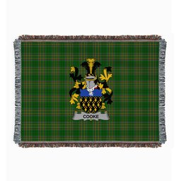 ScotsTee Shop Irish Cooke Clan Coat of Arms Irish Tartan Woven Blanket