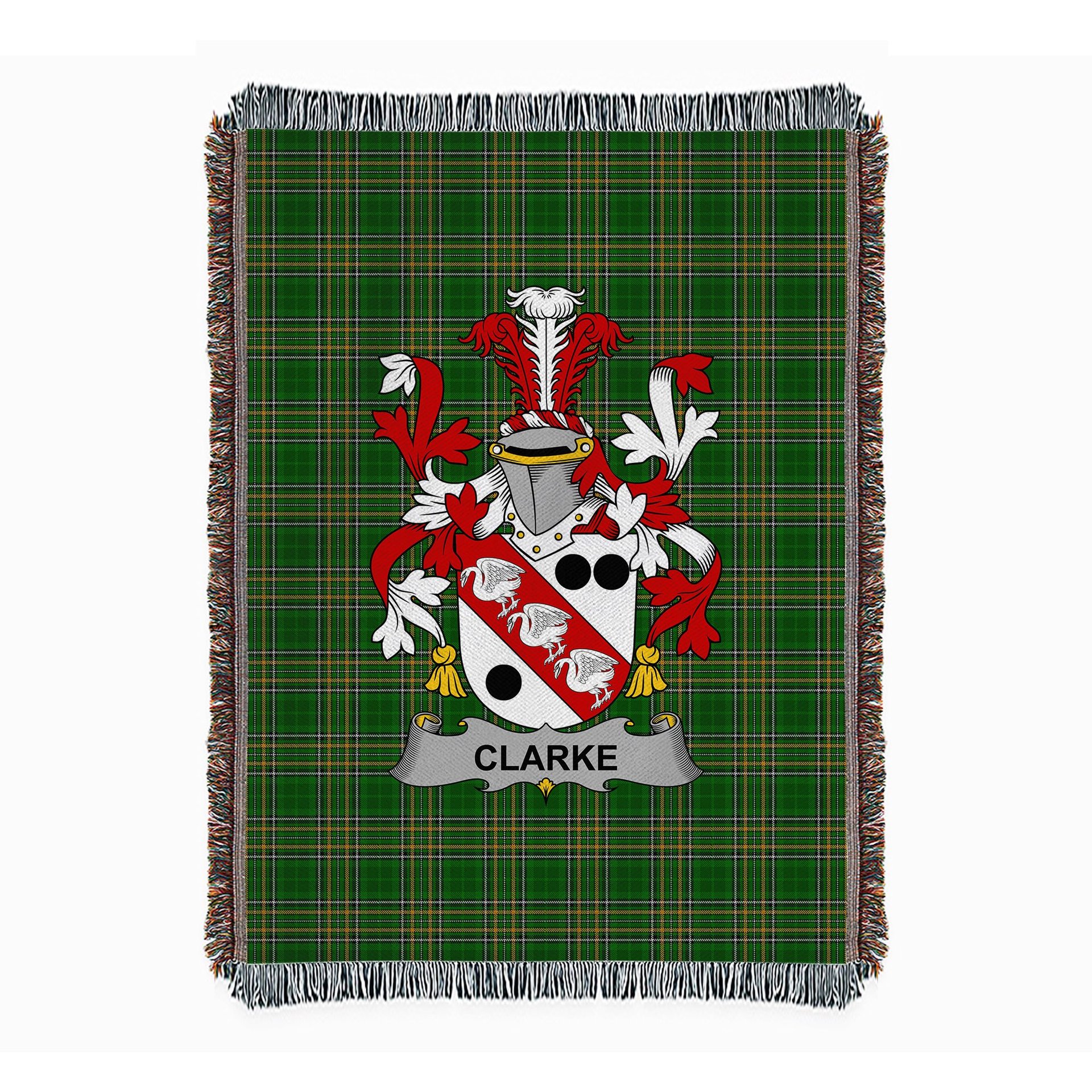 ScotsTee Shop Irish Clarke Clan Coat of Arms Irish Tartan Woven Blanket
