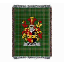 ScotsTee Shop Irish Broder or O'Broder Clan Coat of Arms Irish Tartan Woven Blanket