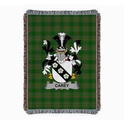 ScotsTee Shop Irish Carey or Cary Clan Coat of Arms Irish Tartan Woven Blanket