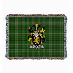 ScotsTee Shop Irish Bramhall Clan Coat of Arms Irish Tartan Woven Blanket