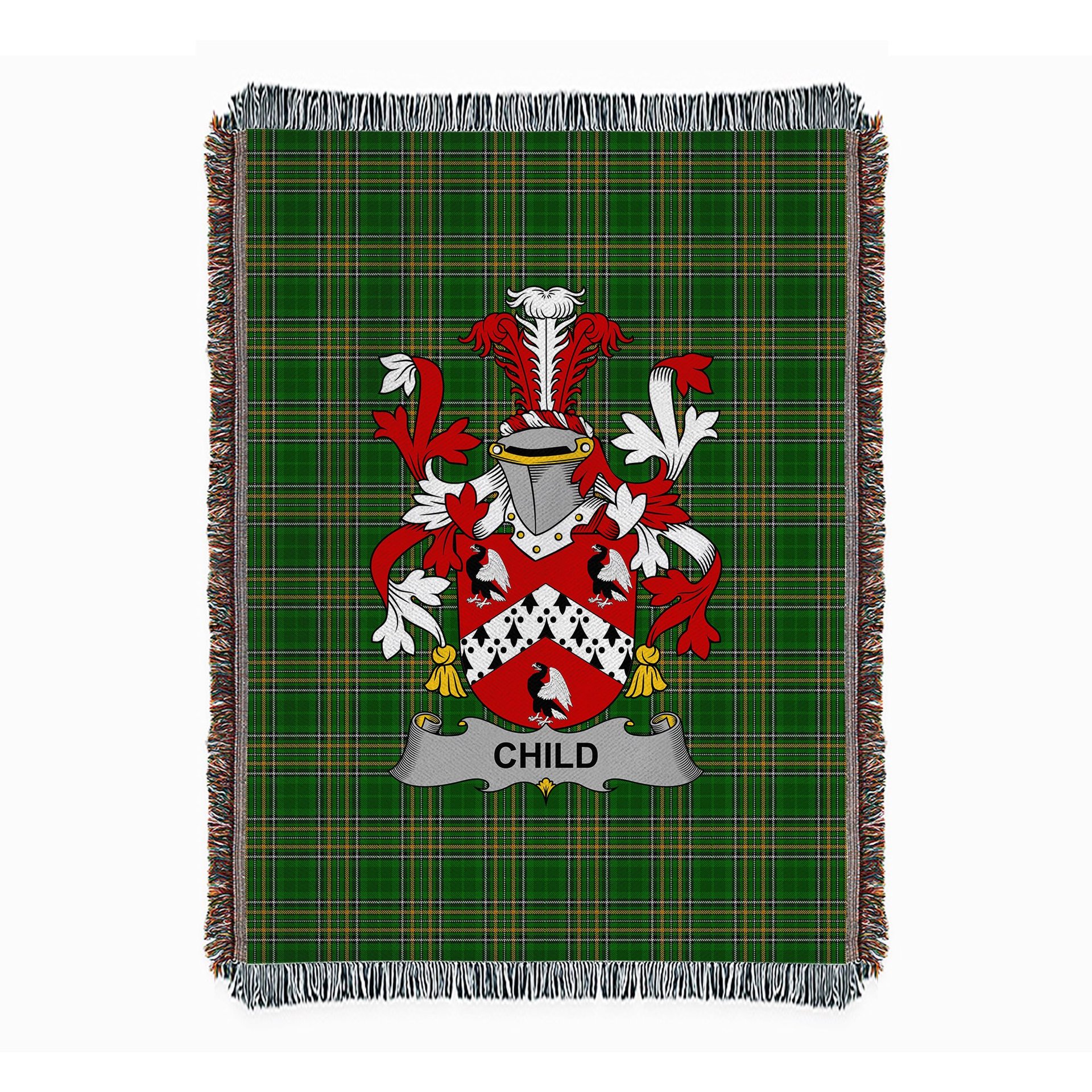 ScotsTee Shop Irish Child Clan Coat of Arms Irish Tartan Woven Blanket