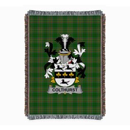 ScotsTee Shop Irish Colthurst Clan Coat of Arms Irish Tartan Woven Blanket