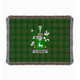 ScotsTee Shop Irish Connor or O'Connor (Corcomroe) Clan Coat of Arms Irish Tartan Woven Blanket