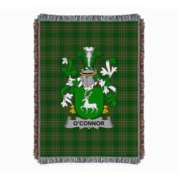 ScotsTee Shop Irish Connor or O'Connor (Corcomroe) Clan Coat of Arms Irish Tartan Woven Blanket