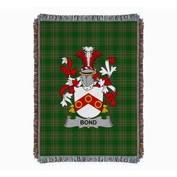 ScotsTee Shop Irish Bond Clan Coat of Arms Irish Tartan Woven Blanket