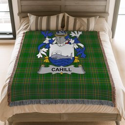 ScotsTee Shop Irish Cahill or O'Cahill Clan Coat of Arms Irish Tartan Woven Blanket