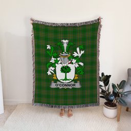 ScotsTee Shop Irish Connor or O'Connor (Don) Clan Coat of Arms Irish Tartan Woven Blanket