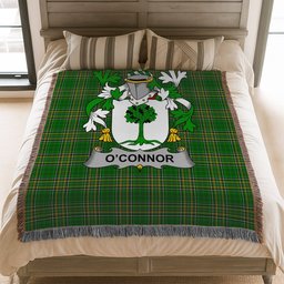 ScotsTee Shop Irish Connor or O'Connor (Don) Clan Coat of Arms Irish Tartan Woven Blanket