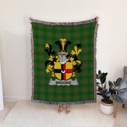ScotsTee Shop Irish Brooke Clan Coat of Arms Irish Tartan Woven Blanket