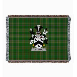 ScotsTee Shop Irish Collin Clan Coat of Arms Irish Tartan Woven Blanket