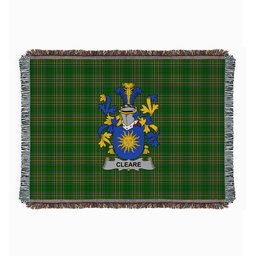 ScotsTee Shop Irish Cleare Clan Coat of Arms Irish Tartan Woven Blanket