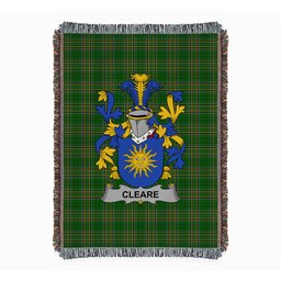 ScotsTee Shop Irish Cleare Clan Coat of Arms Irish Tartan Woven Blanket