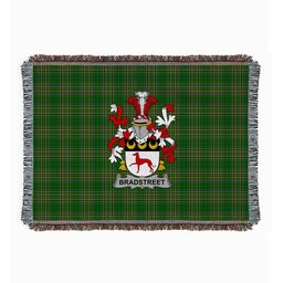 ScotsTee Shop Irish Bradstreet Clan Coat of Arms Irish Tartan Woven Blanket