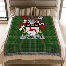 ScotsTee Shop Irish Bradstreet Clan Coat of Arms Irish Tartan Woven Blanket