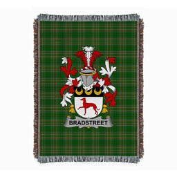 ScotsTee Shop Irish Bradstreet Clan Coat of Arms Irish Tartan Woven Blanket