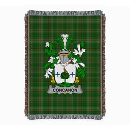 ScotsTee Shop Irish Concanon or O'Concanon Clan Coat of Arms Irish Tartan Woven Blanket