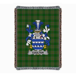 ScotsTee Shop Irish Coulter or O'Coulter Clan Coat of Arms Irish Tartan Woven Blanket